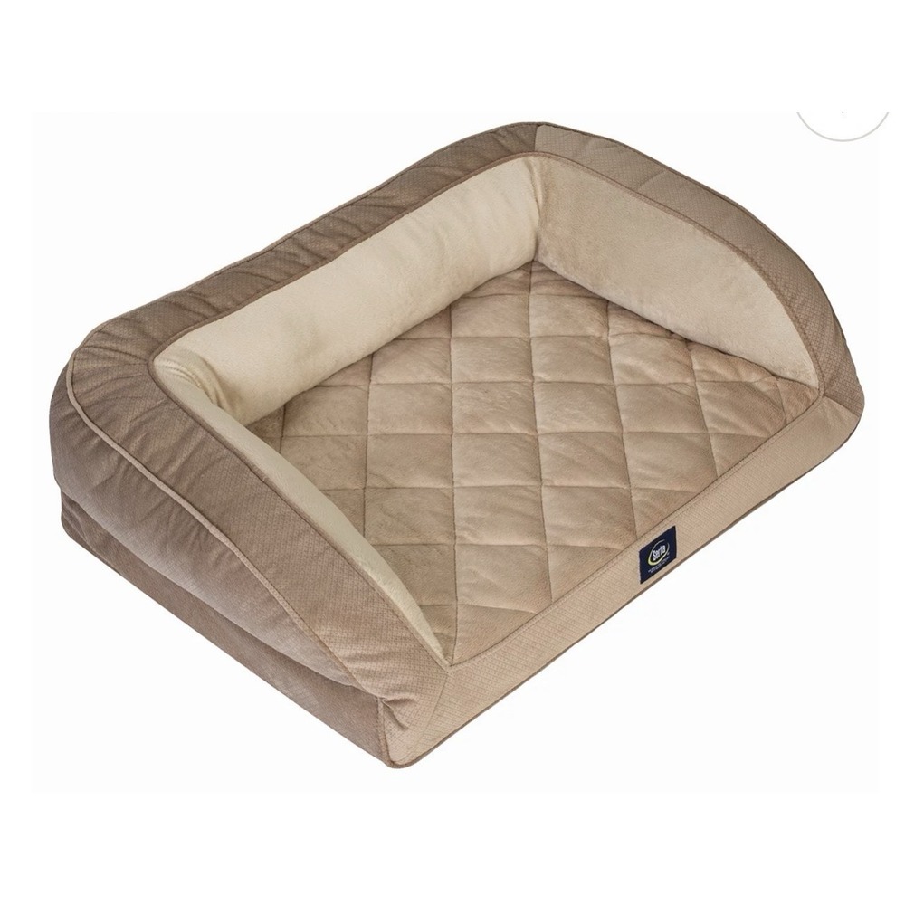 Serta® Ortho Foam Quilted Couch Pet Bed Tan 34 X 24 X 8 Plush Washable